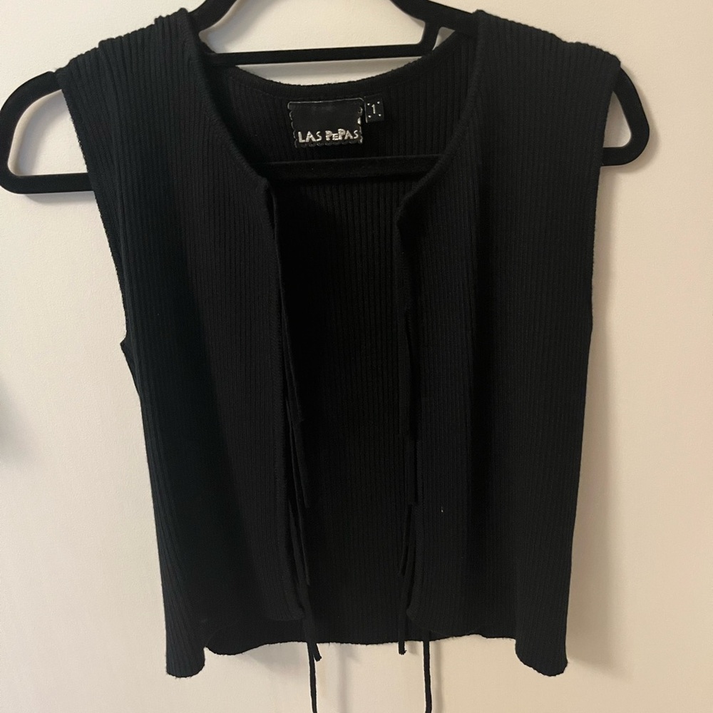 Las Pepas Black Ribbed Vest